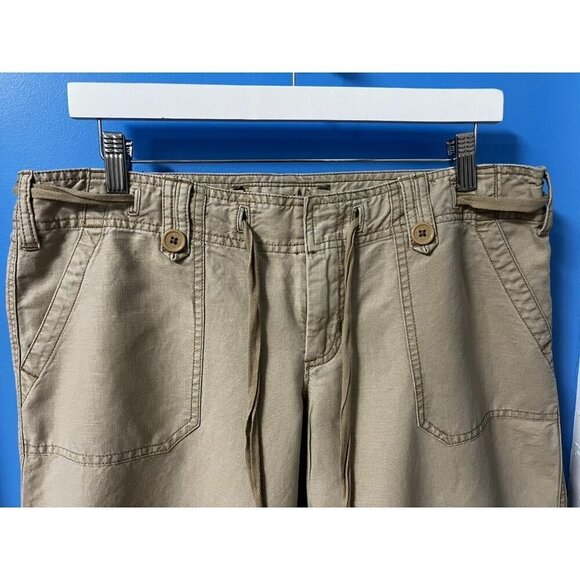 Abercrombie & Fitch Womens Beige Linen/Cotton Blend Bermuda Shorts, Beach, resor - Picture 10 of 10